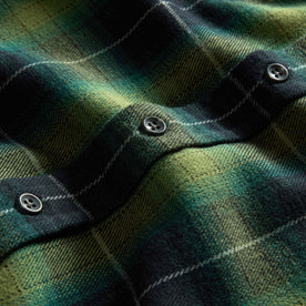 material shot of the buttons on The Yosemite Shirt in Twilight Plaid, Wovens by Taylor Stitch