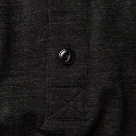 material shot of the buttons on The Merino Henley in Heather Black, Knits by Taylor Stitch