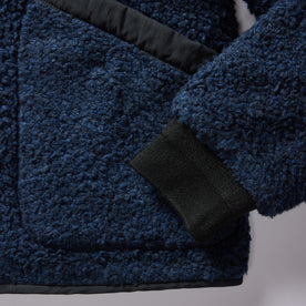 material shot of the ribbed cuff on The Carson Jacket in Dark Navy Fleece, Outerwear by Taylor Stitch