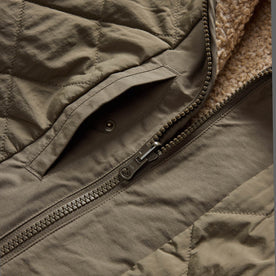 material shot of the quilted side on The Carson Jacket in Light Khaki Fleece, Outerwear by Taylor Stitch