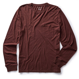 flatlay of The Cotton Hemp Long Sleeve Tee in Burgundy, Knits by Taylor Stitch