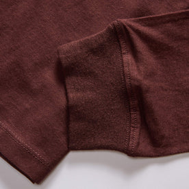 material shot of the ribbed cuff on The Cotton Hemp Long Sleeve Tee in Burgundy, Knits by Taylor Stitch