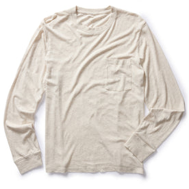 flatlay of The Cotton Hemp Long Sleeve Tee in Heathered Oat, Knits by Taylor Stitch