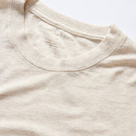 material shot of the collar on The Cotton Hemp Tee in Heathered Oat, Knits by Taylor Stitch