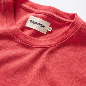 material shot of the collar on The Heavy Bag Tee in Cardinal, Knits by Taylor Stitch