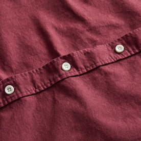 material shot of the buttons on The Jack in Burgundy Oxford, Wovens by Taylor Stitch