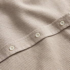 material shot of the buttons on The Jack in Cement Waffle, Wovens by Taylor Stitch