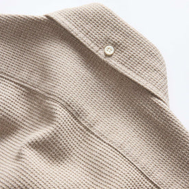 material shot of the button down collar on The Jack in Cement Waffle, Wovens by Taylor Stitch