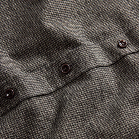 material shot of the horn buttons on The Jack in Dark Forest Houndstooth, Wovens by Taylor Stitch