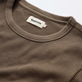 material shot of the neck opening on The Organic Cotton Waffle Crew in Fatigue Olive, Knits by Taylor Stitch