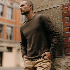 The Organic Cotton Waffle Crew in Fatigue Olive - featured image