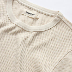 material shot of the neck opening on The Organic Cotton Waffle Crew in Natural, Knits by Taylor Stitch