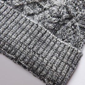 material shot of the rib on The Orr Beanie in Marled Coal, Accessories by Taylor Stitch