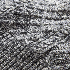 material shot of the cable knit on The Orr Beanie in Marled Coal, Accessories by Taylor Stitch