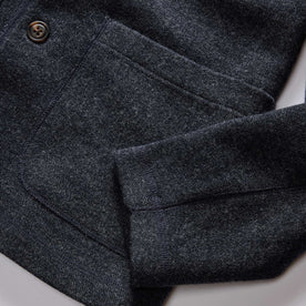 material shot of the front pockets on The Ridgewood Cardigan in Navy Birdseye Wool, Knits by Taylor Stitch