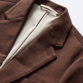 material shot of the lapel on The Sheffield Sportcoat in Dark Chestnut Moleskin, Outerwear by Taylor Stitch