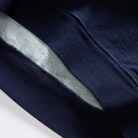 material shot of the hem on The Apres Hoodie in Indigo Terry, Knits by Taylor Stitch