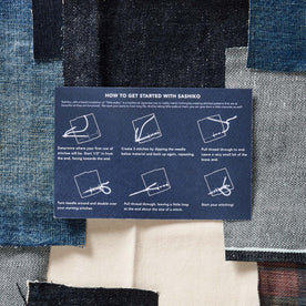 Instruction card that comes with The Sashiko Denim Repair Kit, Accessories by Taylor Stitch