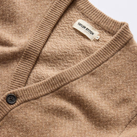 material shot of The Eddy Cardigan in Camel Herringbone Merino, Knits by Taylor Stitch