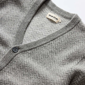 material shot of The Eddy Cardigan in Ash Herringbone Merino, Knits by Taylor Stitch