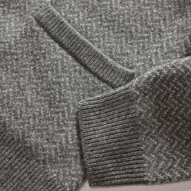 material shot of the ribbed cuffs on The Eddy Cardigan in Ash Herringbone Merino, Knits by Taylor Stitch