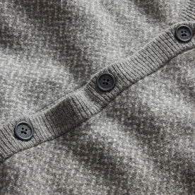 material shot of the horn buttons on The Eddy Cardigan in Ash Herringbone Merino, Knits by Taylor Stitch