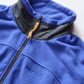 material shot of the collar on The Trail Fleece in Alpine Dusk, Outerwear by Taylor Stitch