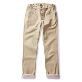 flatlay of The Camp Pant in Light Khaki Chipped Canvas, in full, Bottoms by Taylor Stitch