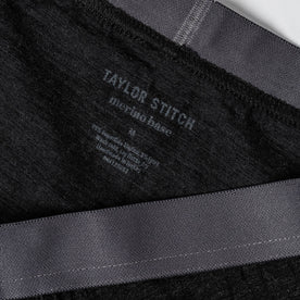 material shot of the waistband on The Merino Boxer in Heather Black, Accessories by Taylor Stitch