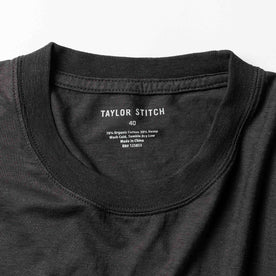 material shot of the neck opening on The Cotton Hemp Tee in Charcoal, Knits by Taylor Stitch