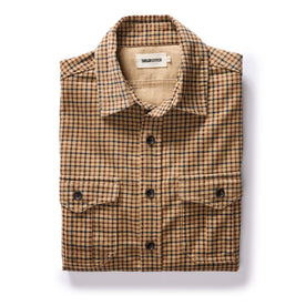 flatlay of The Saddler Shirt in Teak Plaid Cord, Wovens by Taylor Stitch