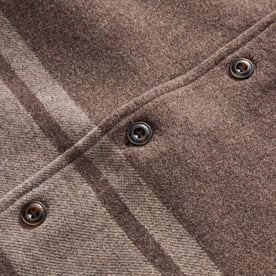 material shot of the buttons on The Ranger Shirt in Sable Heather Blanket Stripe Wool, Outerwear by Taylor Stitch