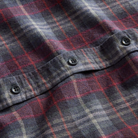 material shot of the charcoal buttons on The California in Evening Sky Plaid, Wovens by Taylor Stitch