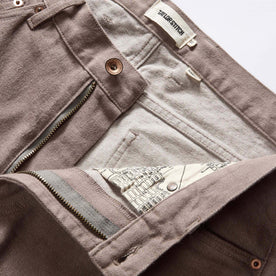 material shot of the zipper fly on The Democratic All Day Pant in Silt Broken Twill, Bottoms by Taylor Stitch