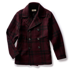 flatlay of The Mariner Coat in Port Plaid Wool, Outerwear by Taylor Stitch