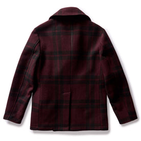 flatlay of The Mariner Coat in Port Plaid Wool, from the back, Outerwear by Taylor Stitch