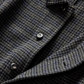 material shot of the black horn buttons on The Ojai Jacket in Ash Guncheck Wool, Outerwear by Taylor Stitch