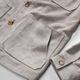 material shot of the pockets on The Ojai Jacket in Oyster Suede, Outerwear by Taylor Stitch