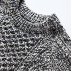 material shot of the neck opening on The Orr Sweater in Marled Coal Merino, Knits by Taylor Stitch