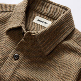 material shot of the collar on The Point Shirt in Cypress Sashiko, Wovens by Taylor Stitch