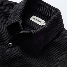 material shot of the collar on The Point Shirt in Coal Sashiko, Wovens by Taylor Stitch