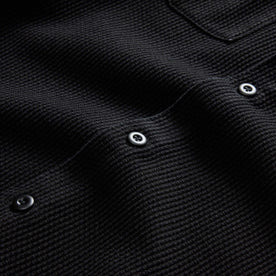 material shot of the buttons on The Point Shirt in Coal Sashiko, Wovens by Taylor Stitch