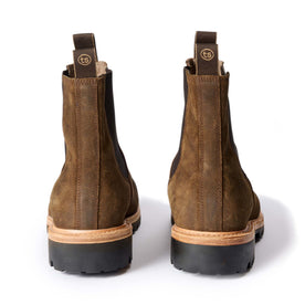 material shot of the back of The Ranch Boot in Golden Brown Waxed Suede, Footwear by Taylor Stitch