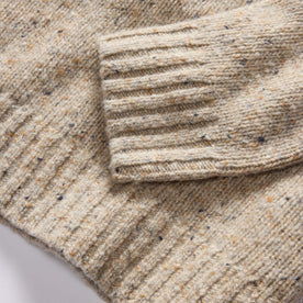 material shot of the ribbed cuffs on The Seafarer Sweater in Natural Donegal, Knits by Taylor Stitch