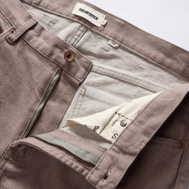 material shot of zipper fly on The Slim All Day Pant in Silt Broken Twill, Bottoms by Taylor Stitch