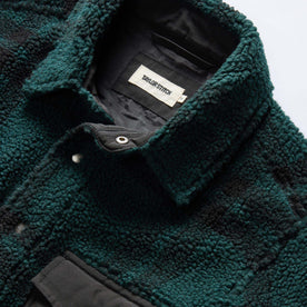 material shot of the collar on The Timberline Jacket in Dark Spruce Plaid, Outerwear by Taylor Stitch