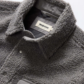 material shot of the collar on The Timberline Jacket in Greystone Fleece, Outerwear by Taylor Stitch