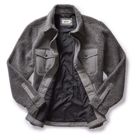 flatlay of The Timberline Jacket in Greystone Fleece, shown open, Outerwear by Taylor Stitch