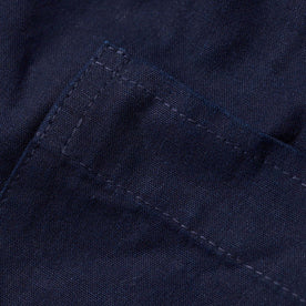 material shot of the pocket on The Jack in Indigo Oxford, Wovens by Taylor Stitch