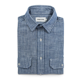 The Chore Shirt in Indigo Striped Chambray: Featured Image, Wovens by Taylor Stitch